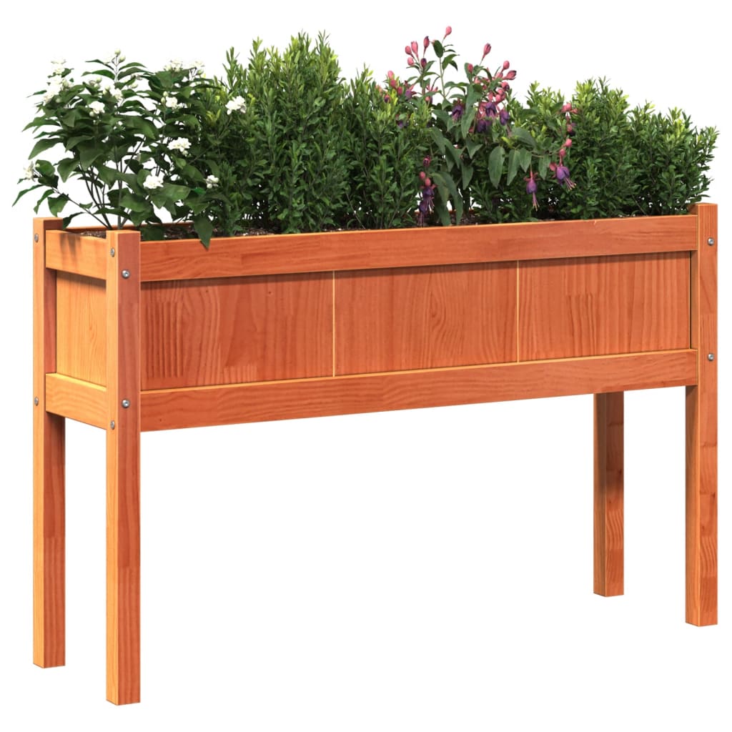 Jardineras Con Patas 2 Uds Madera Maciza De Pino Marrón Cera