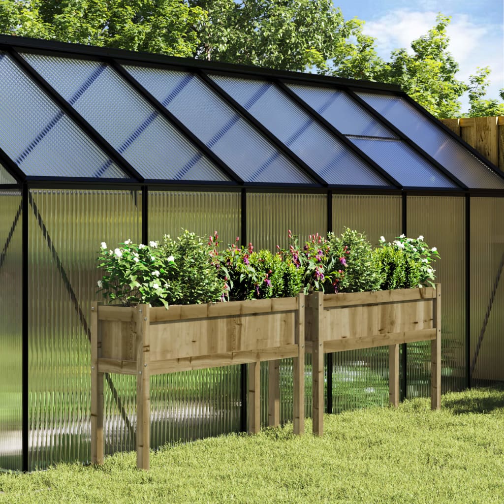 Jardineras Con Patas 2 Uds Madera Maciza De Pino Marrón Cera
