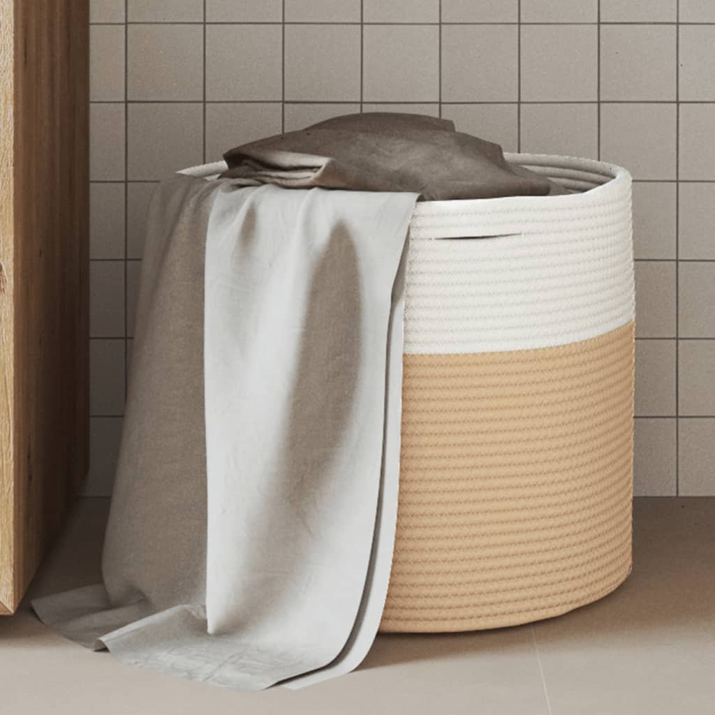Cesta De Almacenaje Algodón Y Blanco Ø