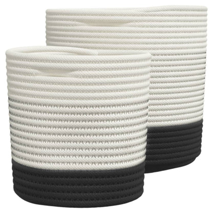 Cestas De Almacenaje 2 Uds Algodón Blanco Y Negro