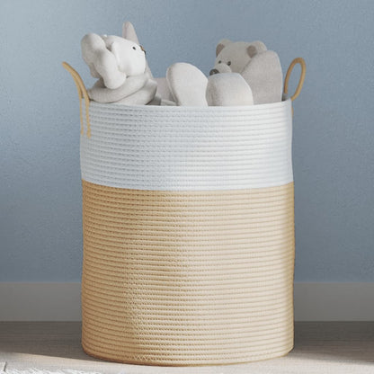 Cesta De Almacenaje Algodón Y Blanco Ø
