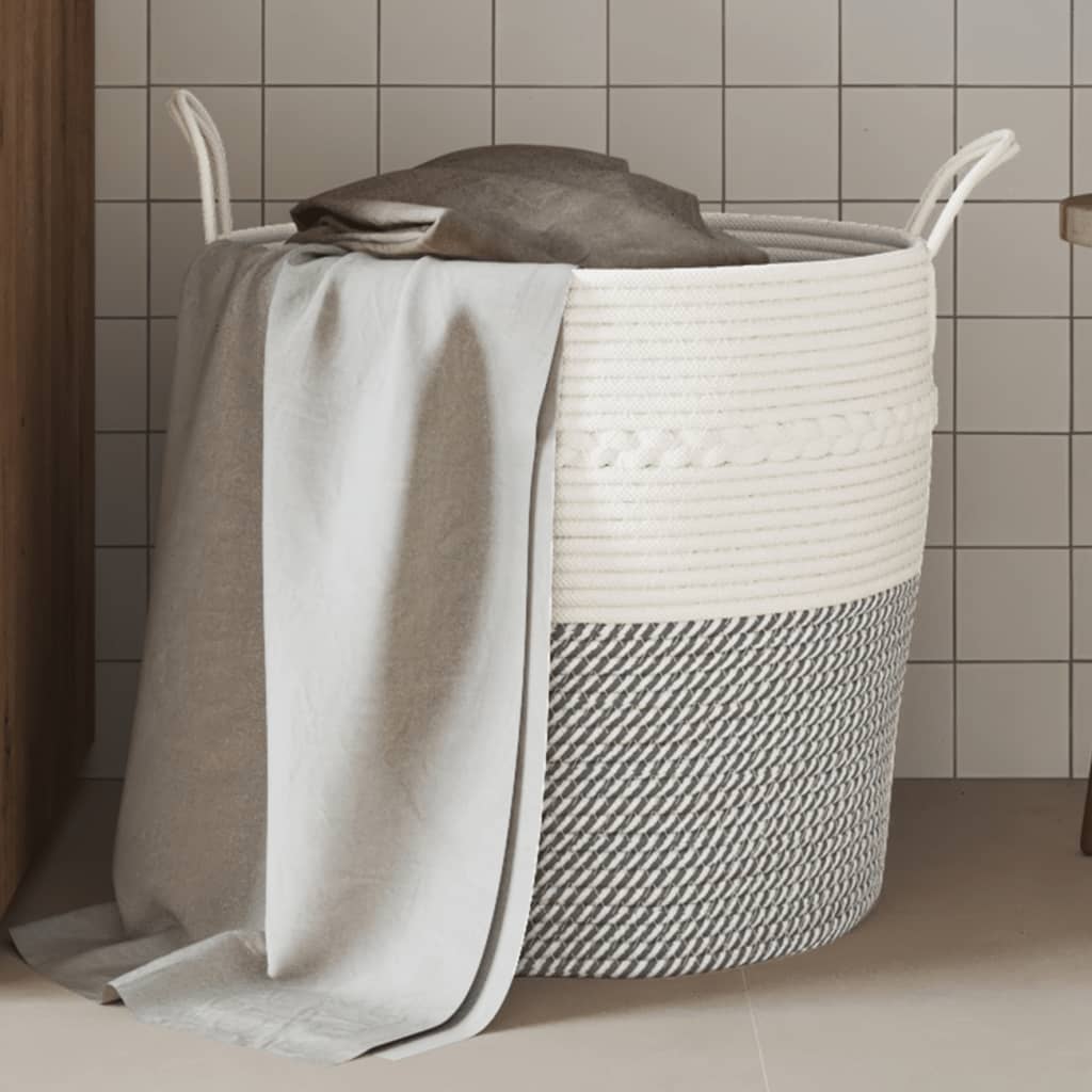 Cesta De Almacenaje Algodón Y Blanco Ø