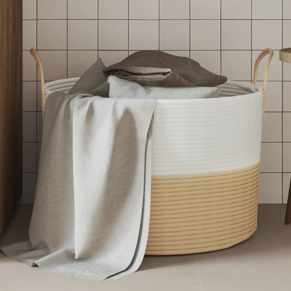 Cesta De Almacenaje Algodón Y Blanco Ø