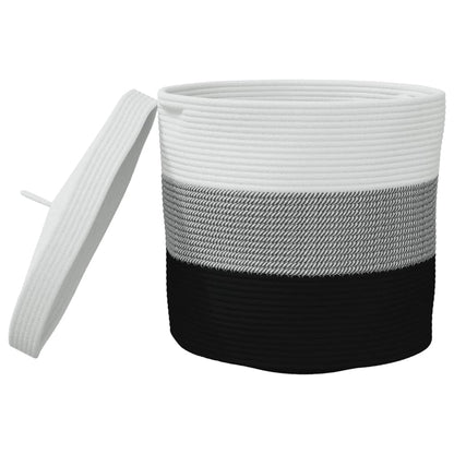 Cesta De Almacenaje Con Tapa Algodón Blanco Y Ø40X35 Cm