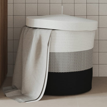 Cesta De Almacenaje Con Tapa Algodón Blanco Y Ø40X35 Cm