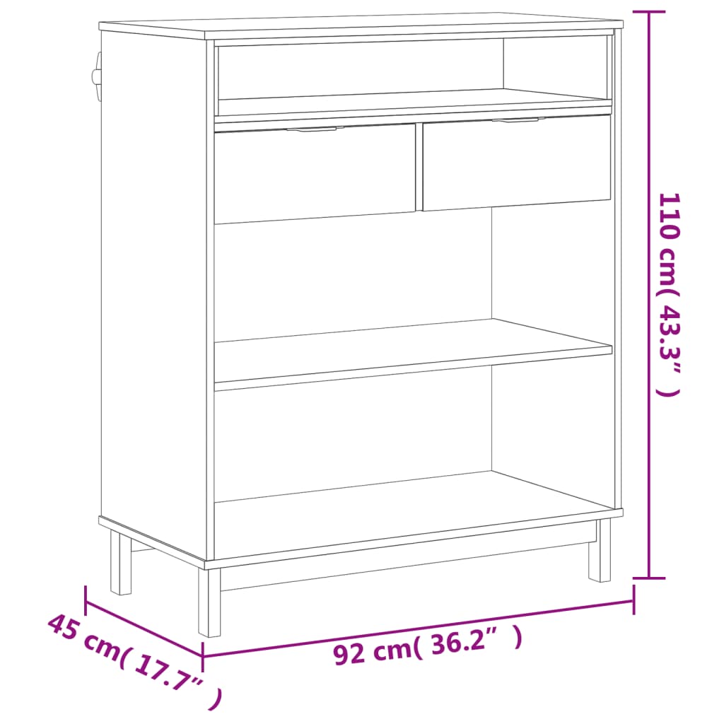 Mesa Alta De Bar Flam Madera Maciza De Pino 92X45X110 Cm