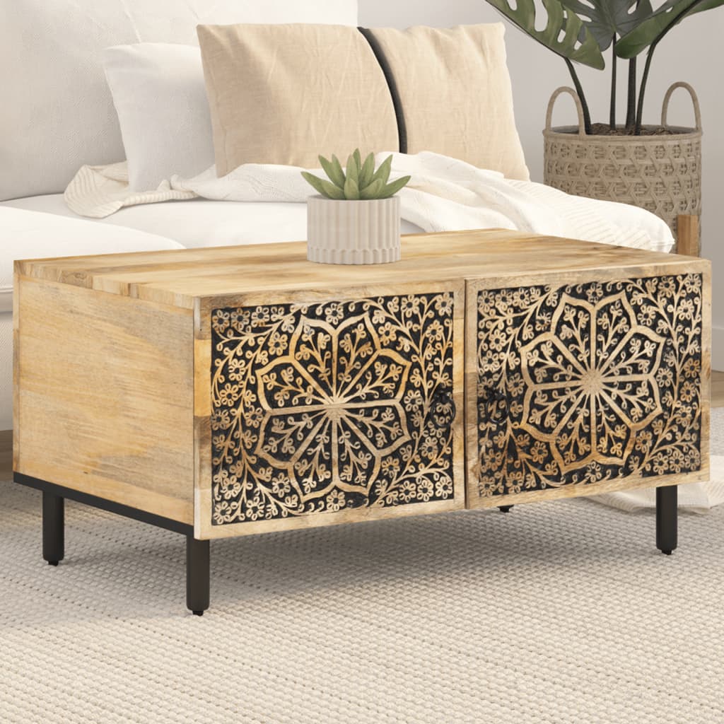 Mesa De Centro De Madera Maciza De Pino 80X50X40 Cm