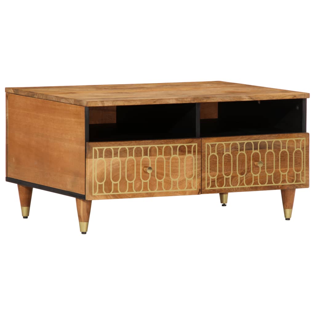 Mesa De Centro De Madera Maciza Mango 80X54X40 Cm