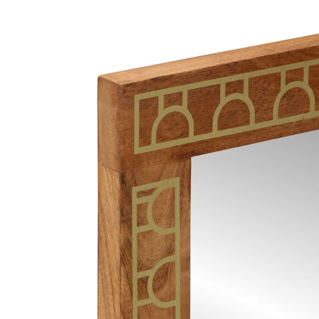 Espejo De Baño Madera Maciza De Acacia Y Vidrio 50X70X2,5 Cm