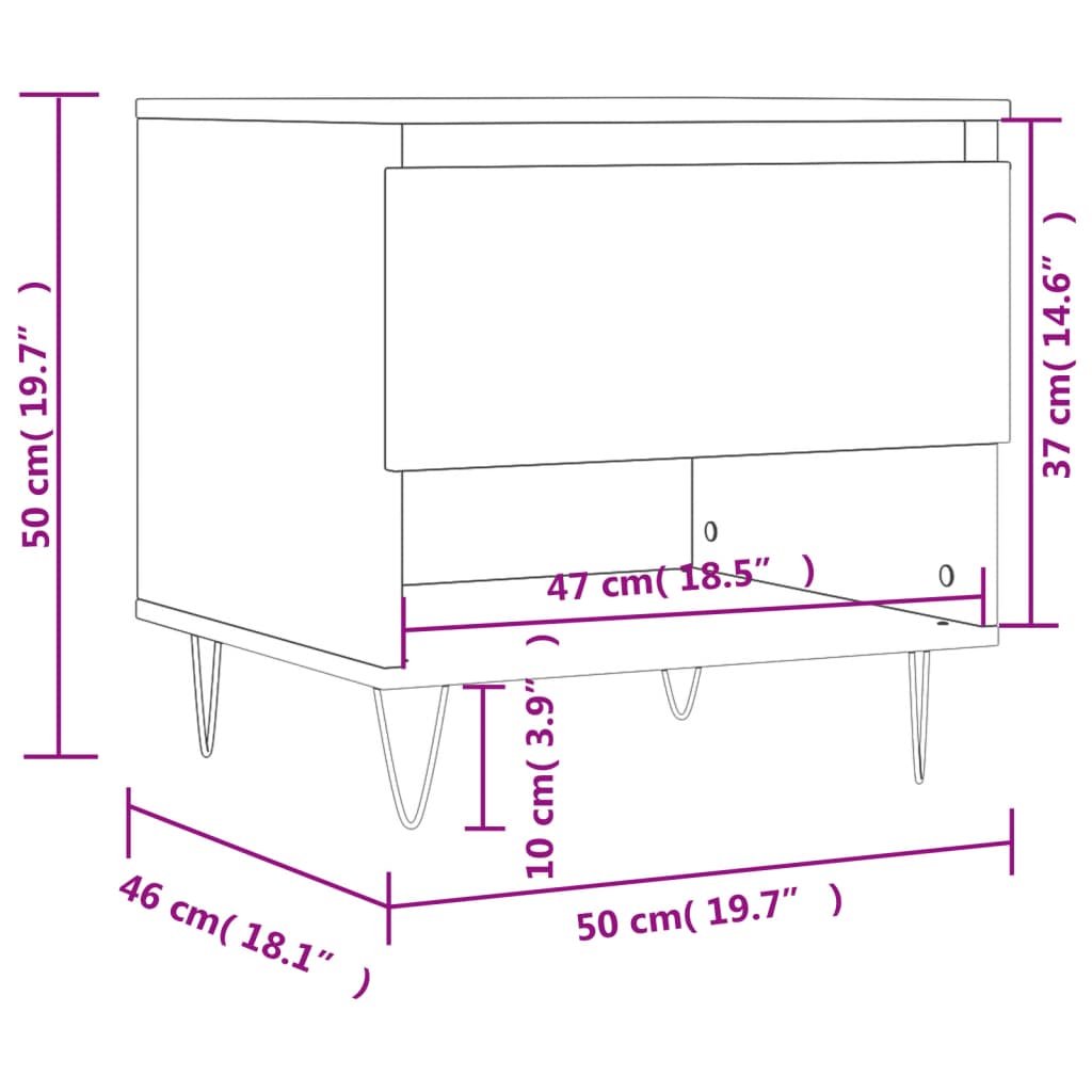 Mesas Centro 2 Uds Madera Ingeniería Blanco Brillo 50X46X50 Cm