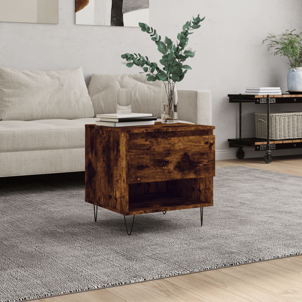 Mesas Centro 2 Uds Madera Ingeniería Blanco Brillo 50X46X50 Cm