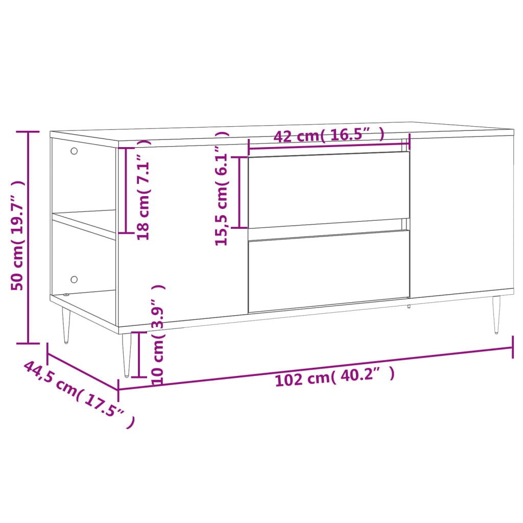 Mesa De Centro Madera Ingeniería 102X44,5X50 Cm