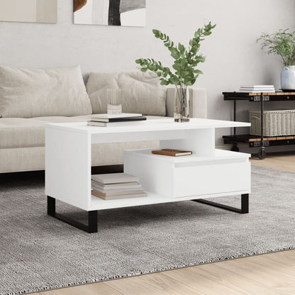 Mesa De Centro Madera Contrachapada Roble Marrón 90X49X45 Cm