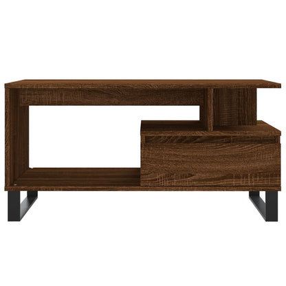 Mesa De Centro Madera Contrachapada Roble Marrón 90X49X45 Cm