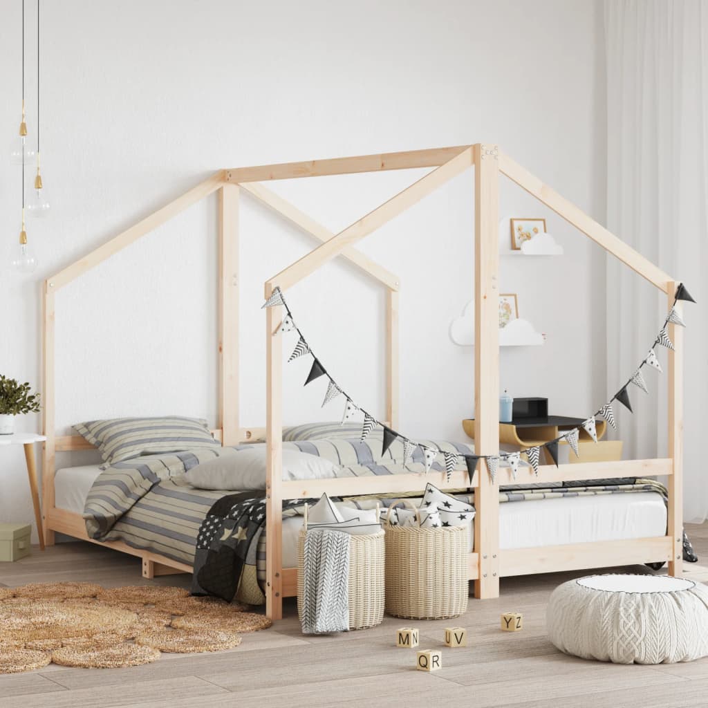 Estructura De Cama De Niños Madera Maciza De Pino 2X(90X160) Cm
