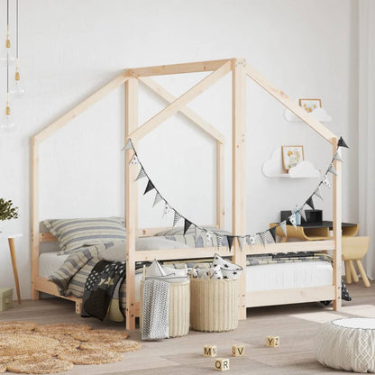 Estructura De Cama De Niños Madera Maciza De Pino 2X(90X160) Cm