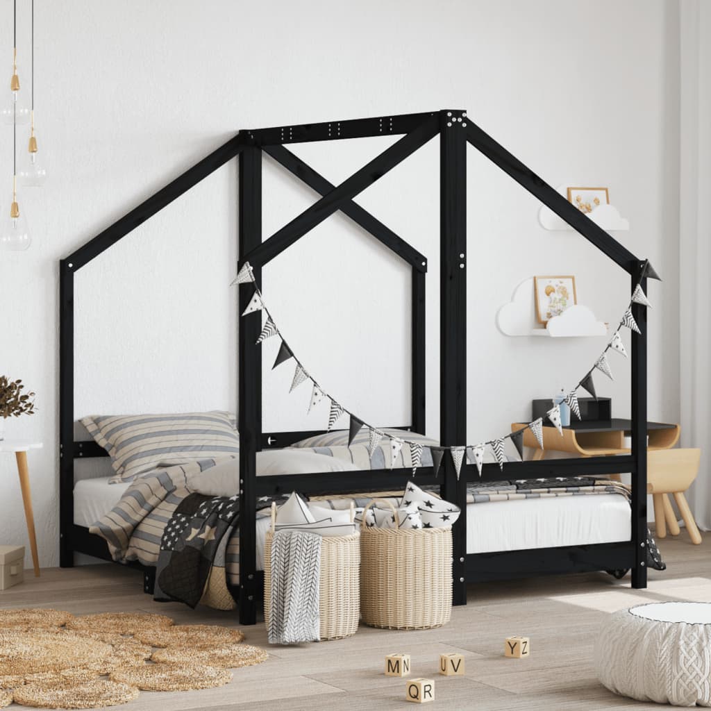 Estructura De Cama De Niños Madera Maciza De Pino 2X(90X160) Cm