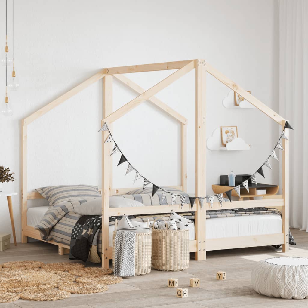 Estructura De Cama De Niños Madera Maciza De Pino 2X(90X160) Cm