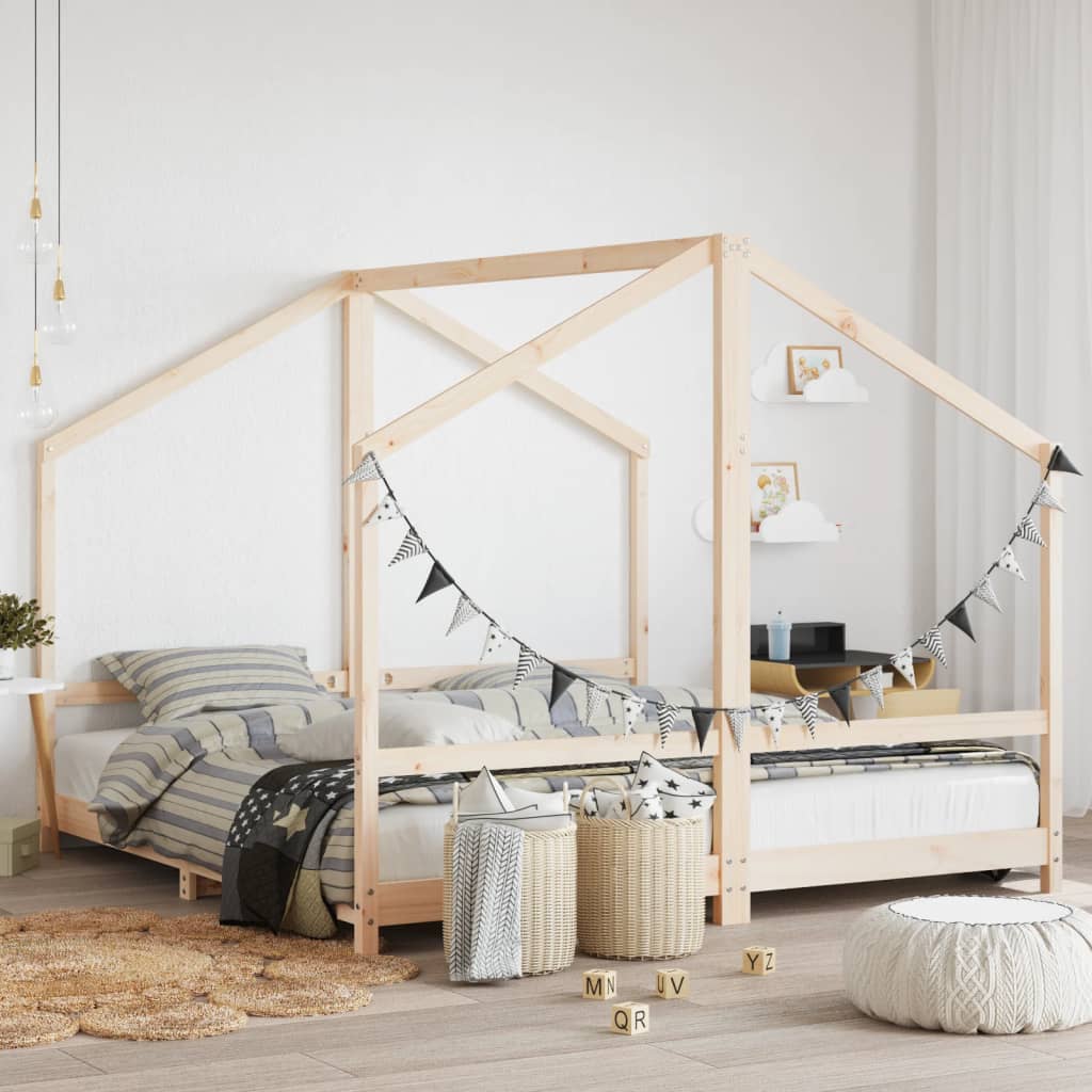 Estructura De Cama De Niños Madera Maciza De Pino 2X(90X160) Cm