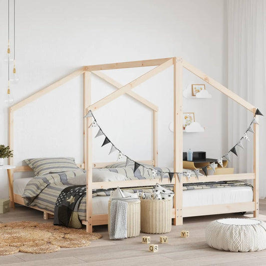 Estructura De Cama De Niños Madera Maciza De Pino 2X(90X160) Cm