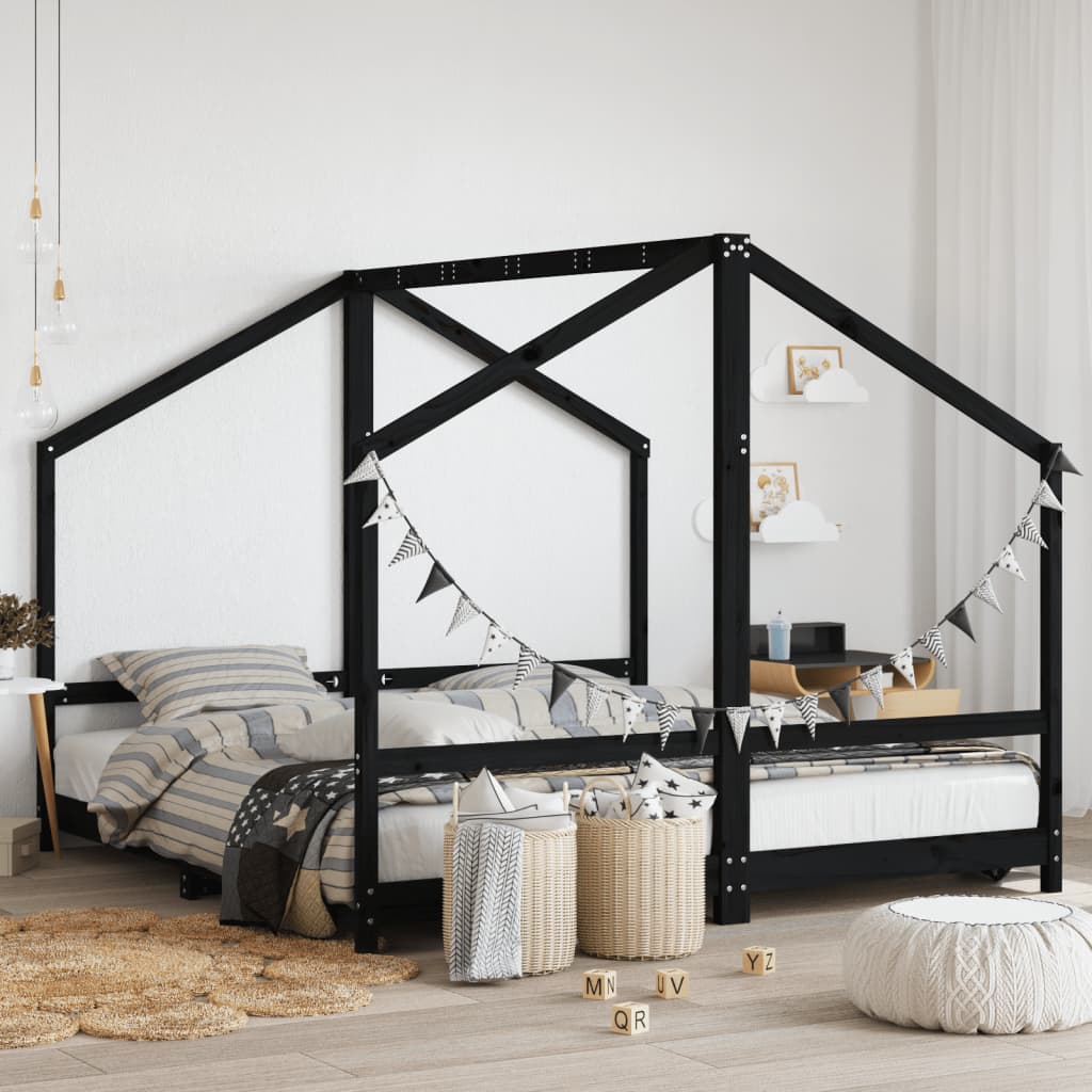 Estructura De Cama De Niños Madera Maciza De Pino 2X(90X160) Cm