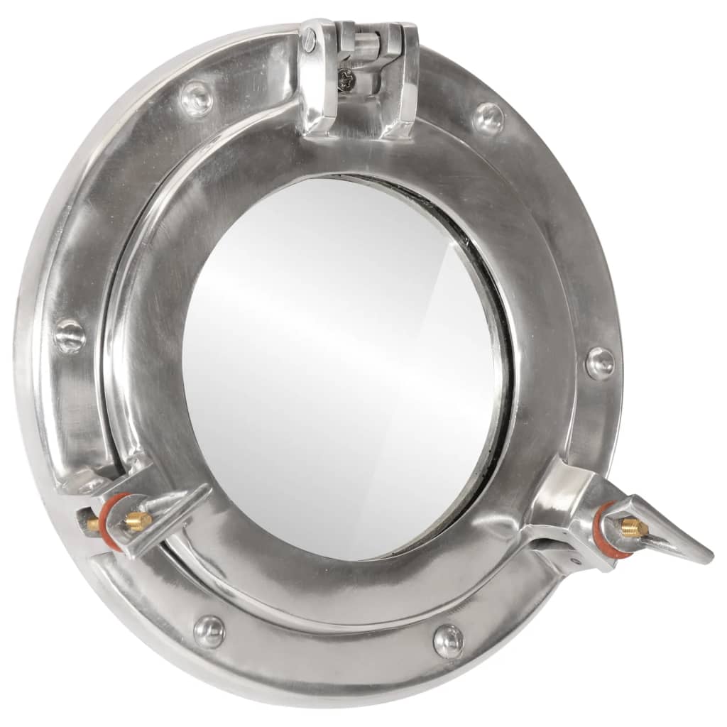 Espejo De Ojo De Buey De Pared Aluminio Y Vidrio Ø50 Cm