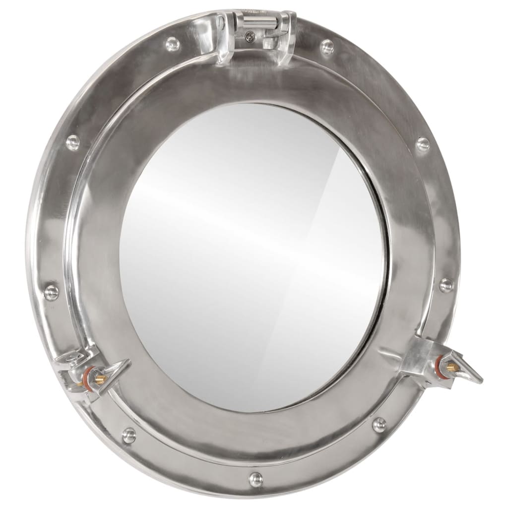 Espejo De Ojo De Buey De Pared Aluminio Y Vidrio Ø50 Cm
