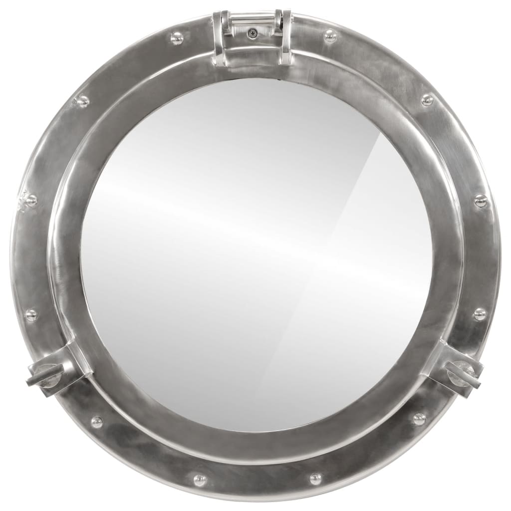 Espejo De Ojo De Buey De Pared Aluminio Y Vidrio Ø50 Cm