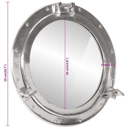 Espejo De Ojo De Buey De Pared Aluminio Y Vidrio Ø50 Cm