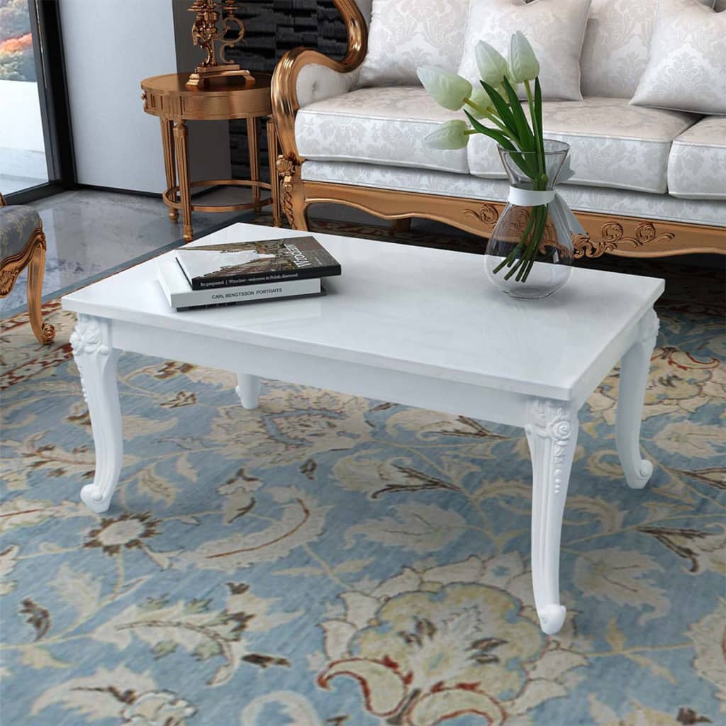 Mesa De Centro Blanco Brillante