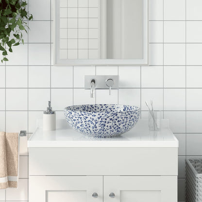 Lavabo Sobre Encimera Redondo Cerámica Negro Y Azul Φ41X14 Cm