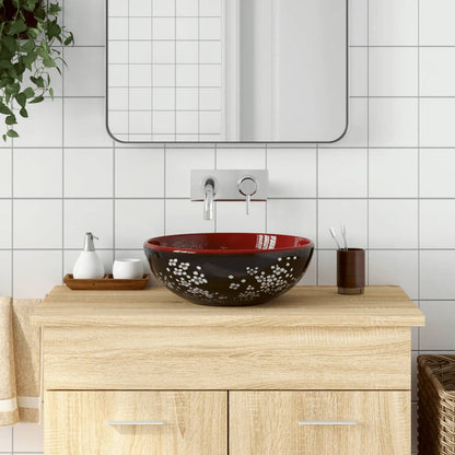 Lavabo Sobre Encimera Redondo Cerámica Negro Y Azul Φ41X14 Cm
