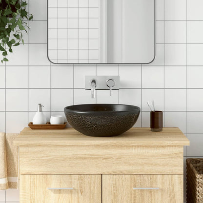 Lavabo Sobre Encimera Redondo Cerámica Negro Y Azul Φ41X14 Cm