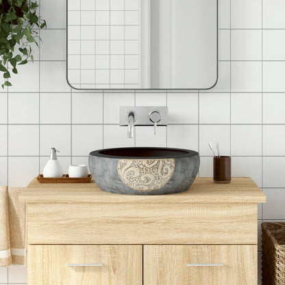 Lavabo Sobre Encimera Redondo Cerámica Negro Y Azul Φ41X14 Cm