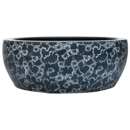 Lavabo Sobre Encimera Redondo Cerámica Negro Y Azul Φ41X14 Cm