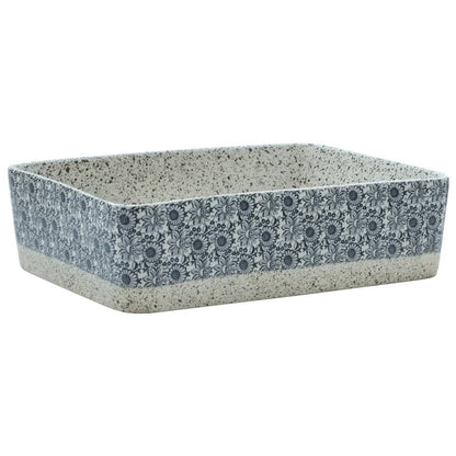 Lavabo De Encimera Rectangular Cerámica Gris Azul 46X35,5X13 Cm