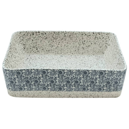 Lavabo De Encimera Rectangular Cerámica Gris Azul 46X35,5X13 Cm