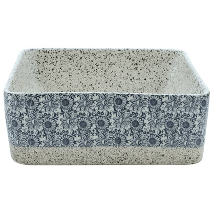 Lavabo De Encimera Rectangular Cerámica Gris Azul 46X35,5X13 Cm
