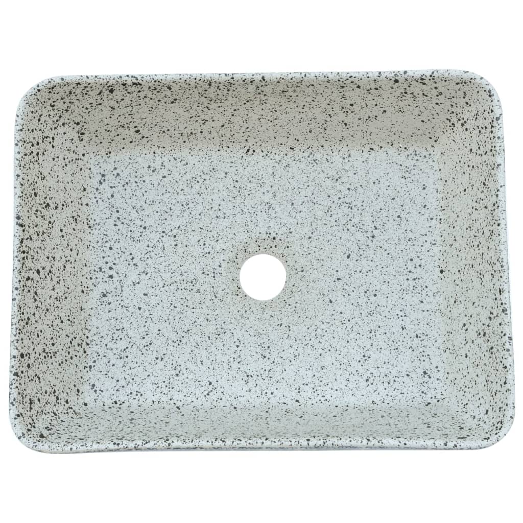 Lavabo De Encimera Rectangular Cerámica Gris Azul 46X35,5X13 Cm