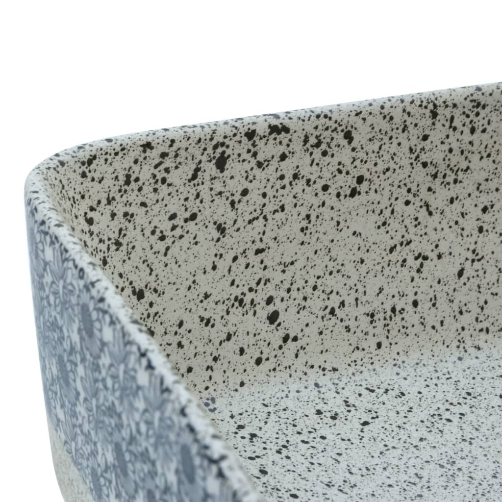 Lavabo De Encimera Rectangular Cerámica Gris Azul 46X35,5X13 Cm