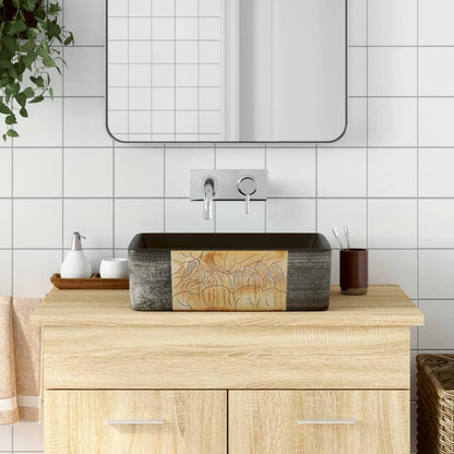 Lavabo De Encimera Rectangular Cerámica Gris Azul 46X35,5X13 Cm