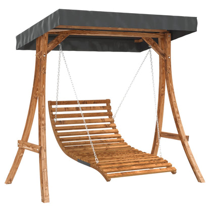 Tumbona Columpio Con Toldo Madera Maciza Abeto Acabado De Teca