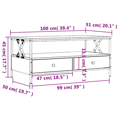 Mesa De Centro Madera De Ingeniería 100X51X45 Cm