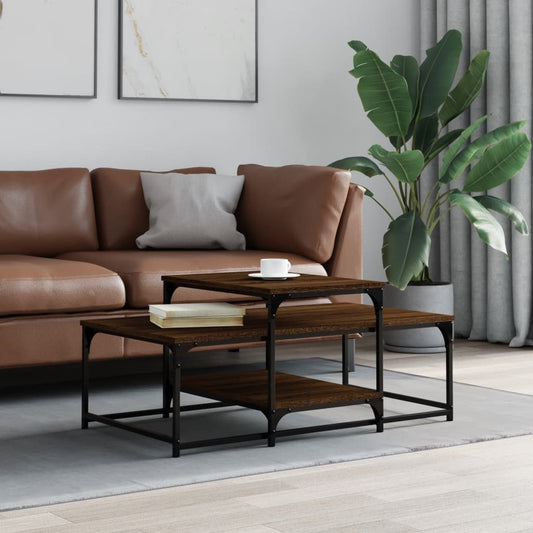 Mesa De Centro Madera De Ingeniería Roble Marrón 102X60X45 Cm