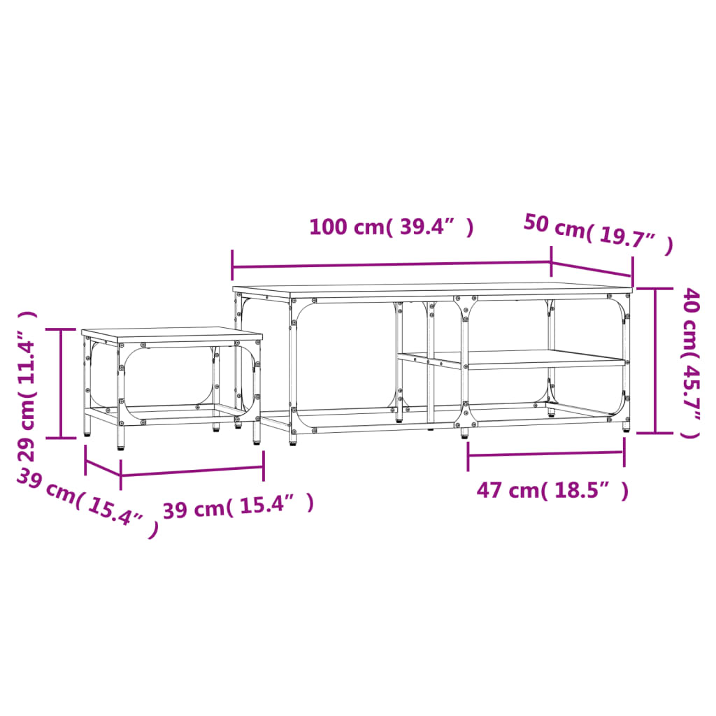 Mesas De Centro Apilables 2 Piezas Madera De Ingeniería
