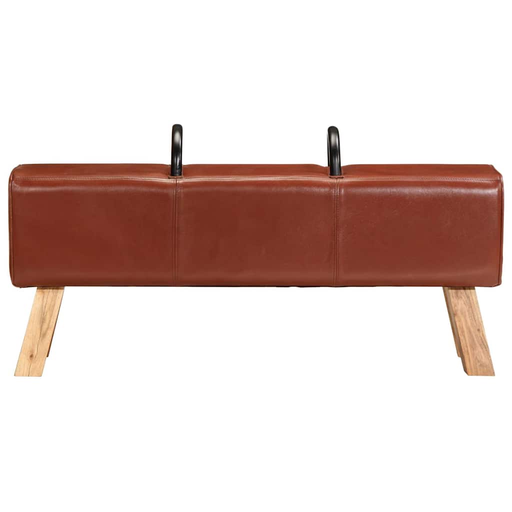 Banco Potro De Gimnasio Cuero Auténtico Marrón 110 Cm