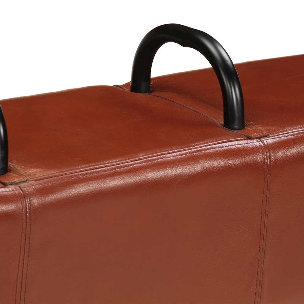 Banco Potro De Gimnasio Cuero Auténtico Marrón 110 Cm