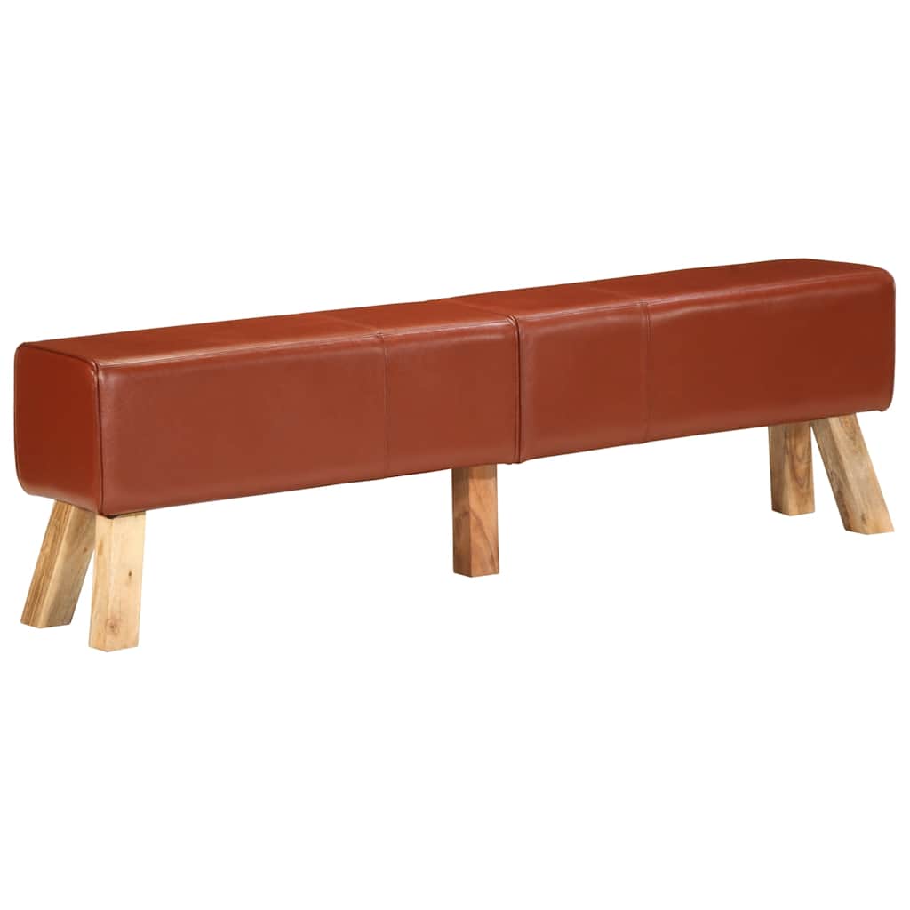 Banco Potro Gimnasio Cuero Auténtico Madera Mango