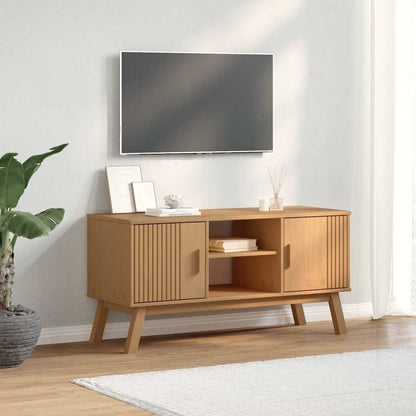 Mueble De Tv Olden Madera Maciza De Pino 114X43X57 Cm