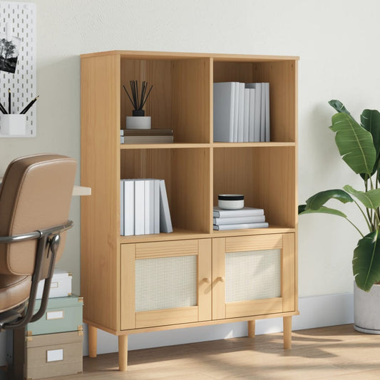 Estantería Senja Aspecto Ratán Madera Pino 90X35X130 Cm